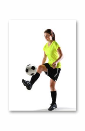 Female Soccer Player Balancing Ball