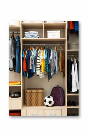 Large wardrobe with teenager clothes, shoes and accessories