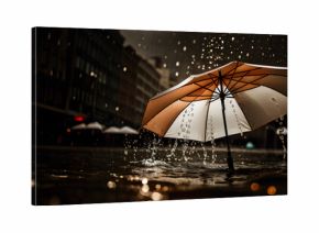 Parasol, miasto nocą. Generative AI