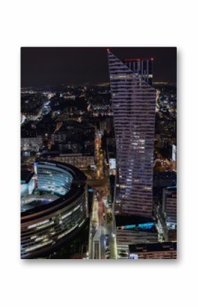 Panorama centrum Warszawy nocą 