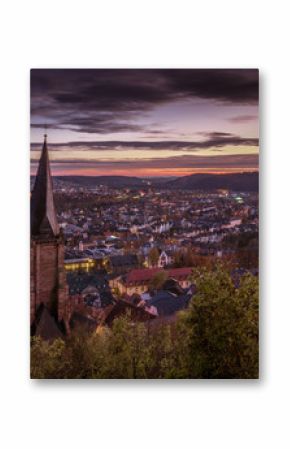 Marburg (Niemcy) panorama miasta nocą