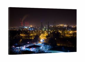 Gdańsk stocznia żurawie przemysł noc panorama nocą