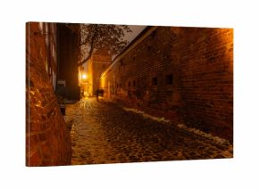 Stare miasto w Toruniu nocą. 