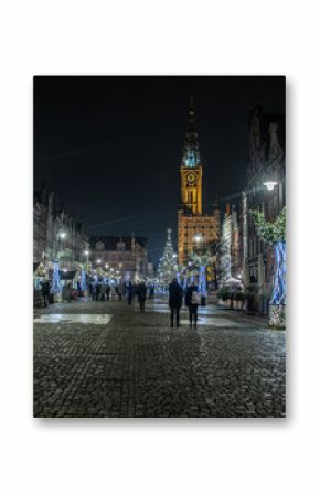 Ulica Długa w Gdańsku nocą