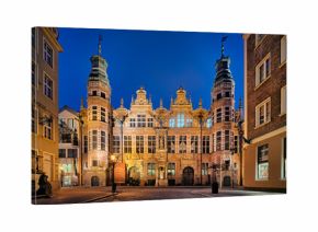Gdańsk nocą, stare miasto, zabytki, manieryzm, piękna architektura