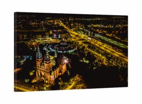 Kielce nocą - PKS Ufo, Kościół św. Krzyża