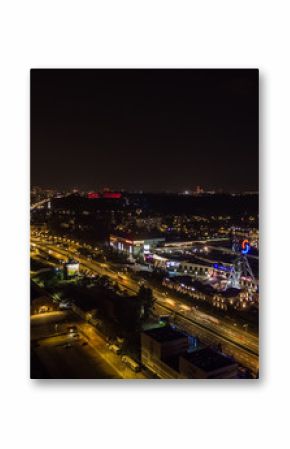 Katowice z drona nocą centrum 