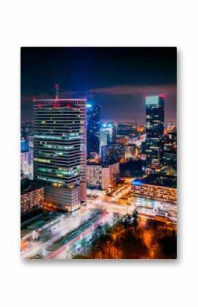 Widok z Pałacu Kultury Warszawa nocą