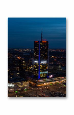 Warszawa warsaw noc nocą wieżowce panorama