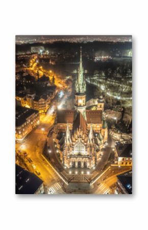 Sanktuarium Świętego Józefa w Krakowie w Podgórzu nocą 