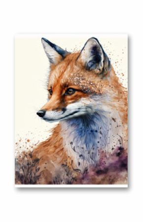 Beautiful red fox - watercolor.