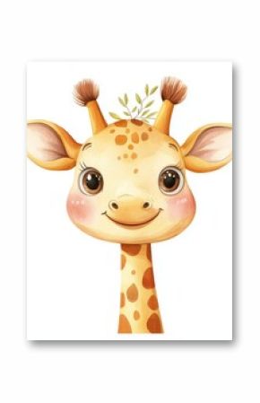 A watercolor illustration of a giraffe. Safari animal illustration for children