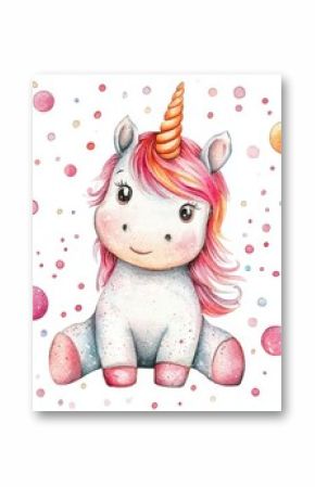 Illustration of a unicorn in watercolor as a seamless pattern