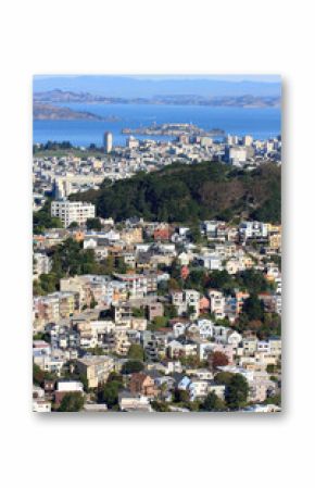 Wide view on Alcatraz from Twin Peaks, San Francisco