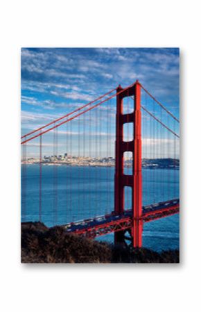 vertical view of Golden Gate Bridge