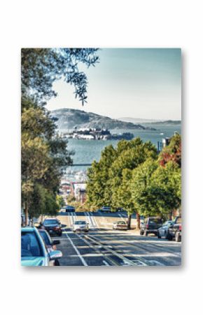 Partucular view of Alcatraz from San Francisco hills