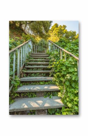 Stairway, Filbert Street Stairs leading up to Telegrapf Hill and Coit Tower, a popular attraction in San Francisco, California, United States.