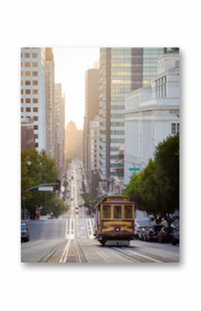 San Francisco Cable Car on California Street at sunrise, California, USA
