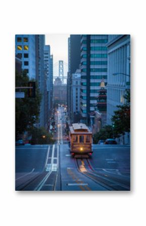 San Francisco Cable Car on California Street in twilight, California, USA