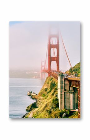 Golden Gate Bridge view at foggy morning