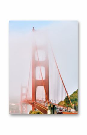 Golden Gate Bridge view at foggy morning