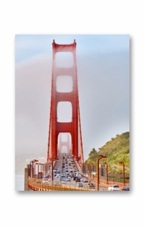 Golden Gate Bridge view at foggy morning