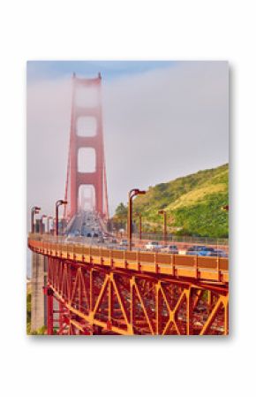 Golden Gate Bridge view at foggy morning