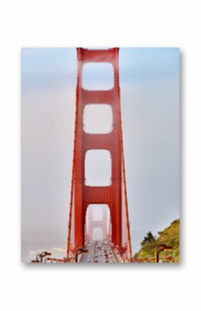 Golden Gate Bridge view at foggy morning