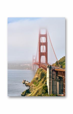 Golden Gate Bridge view at foggy morning