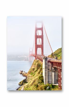 Golden Gate Bridge view at foggy morning