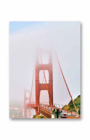 Golden Gate Bridge view at foggy morning