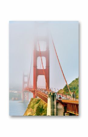 Golden Gate Bridge view at foggy morning