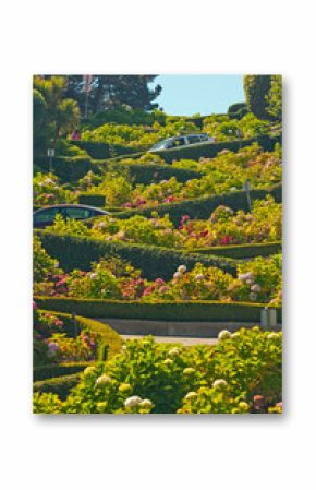 Lombard street with cars in San Francisco.