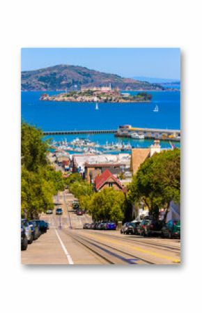 San francisco Hyde Street and Alcatraz island