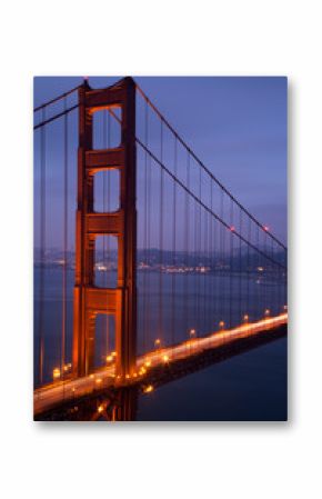 Illuminated Golden Gate Bridge at dusk, San Francisco