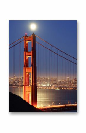 Full Moon Rising over Golden Gate Bridge