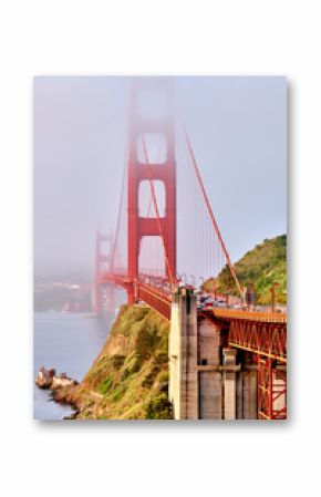 Golden Gate Bridge view at foggy morning