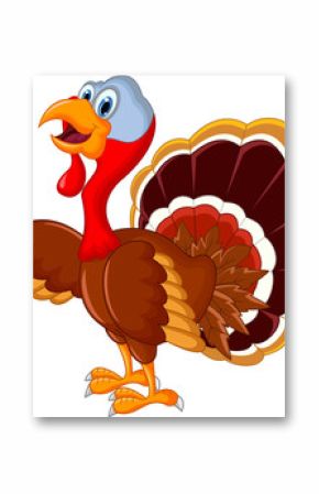 happy turkey cartoon for your design