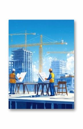 Construction workers at work site