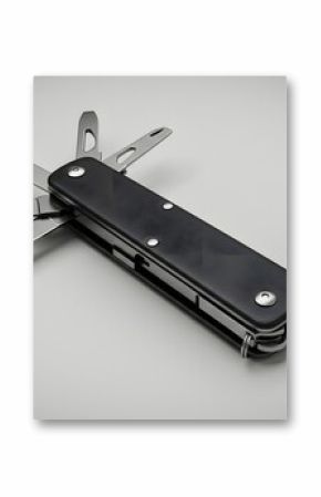 Black Multi-Tool Knife with Multiple Blades - 3D Render