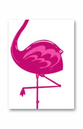 Pink flamingo design is featuring curved neck and white beak in vector with transparent background