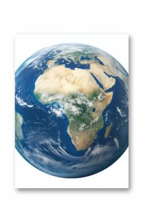 Earth Globe Showing Africa and Europe with Clouds in Realistic Detail