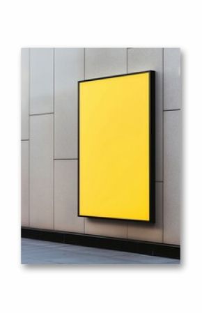 Bright Yellow Poster on a Textured Gray Wall Mockup for Advertisement and Promotion