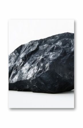 Large Lump of Black Coal Isolated on White Background. Fossil Fuel, Energy Source