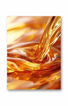 Pouring Golden Liquid Creating Swirls and Ripples, Smooth and Viscous Flow in Photography