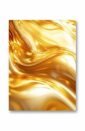 Liquid Gold Abstract Background with Smooth Waves and Reflective Surface Texture