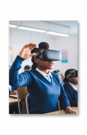 Classroom of students using virtual reality