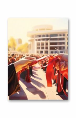 Graduation celebration with ribbon exchange
