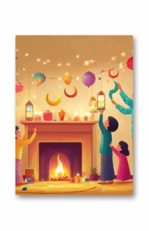 Festive family celebrating Diwali