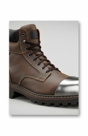 Brown Leather Steel Toe Work Boot - 3D Render